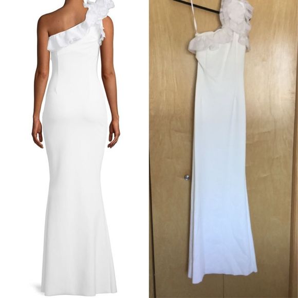 Chiara Elisir One-Shoulder Gown w/ Organza Ruffle - Picture 5 of 9